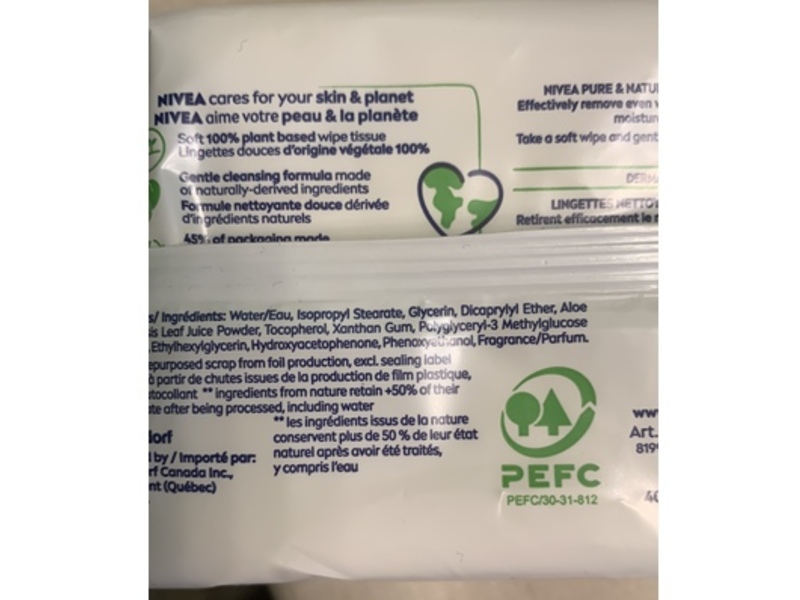Nivea Pure & Natural Cleansing Wipes, 40 Count