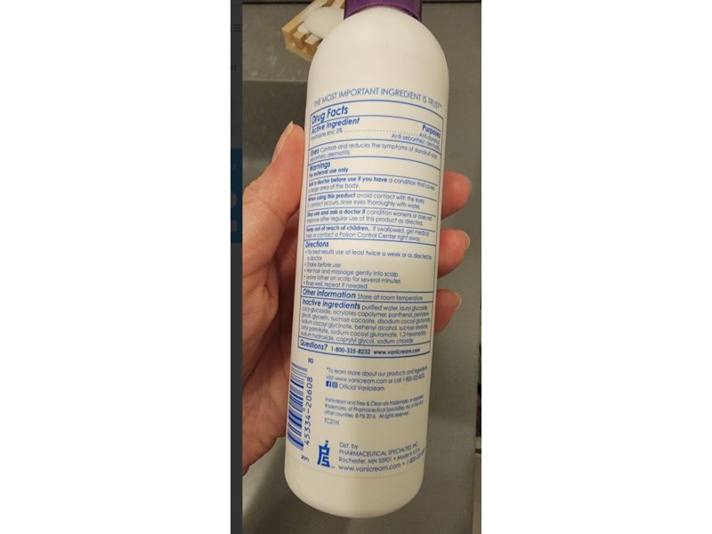 Vanicream Dandruff Shampoo, Pyrithione Zinc 2%, 8 fl oz/237 mL