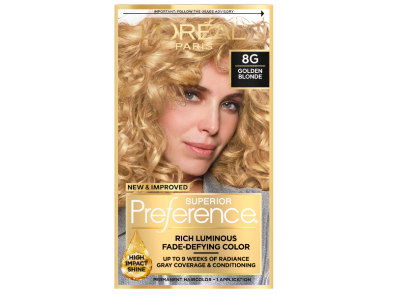 L'Oreal Paris Superior Preference Permanent Color, 8G Golden Blonde, 1 Application