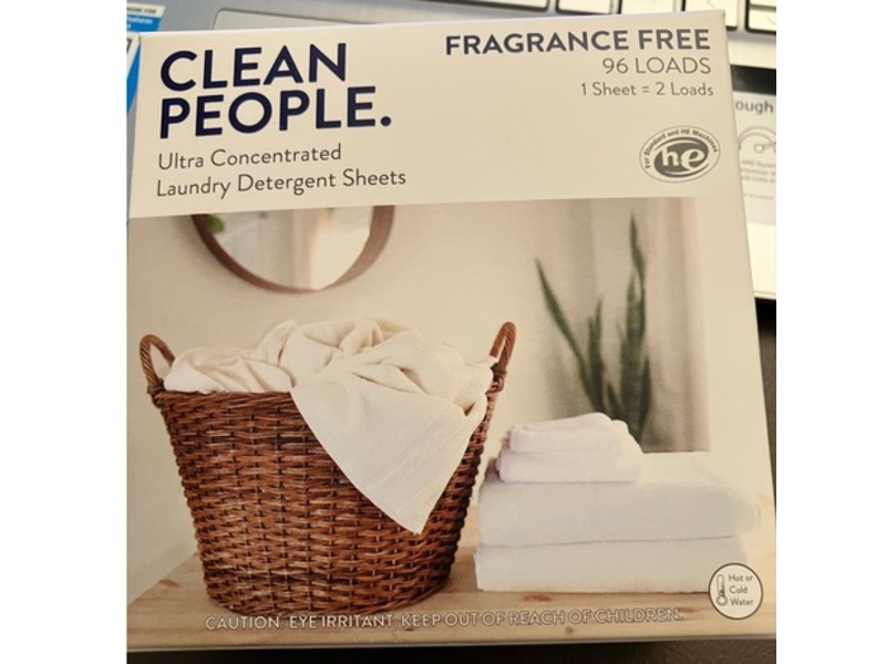 Clean People. Fragrance Free Laundry Detergent Sheets, 96 Loads, 48 Count