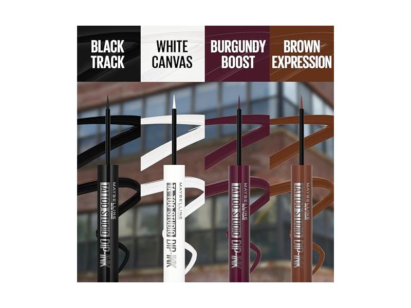 Maybelline New York Tattoo Studio Dip-Ink Liquid Eyeliner, 100 Black Track, 0.06 fl oz/2 mL