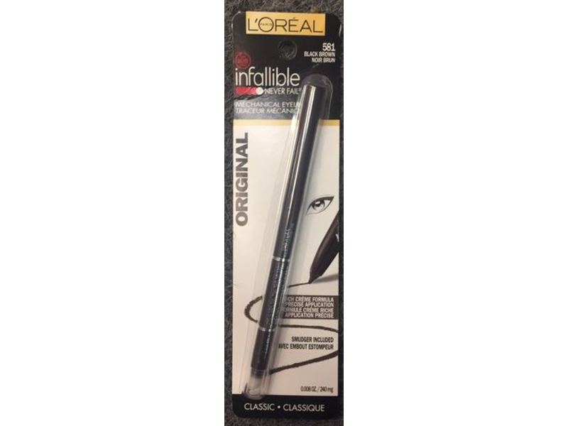 L'Oreal Paris Infallible Never Fail Eyeliner, 581 Black Brown, 0.008 oz/240 mg