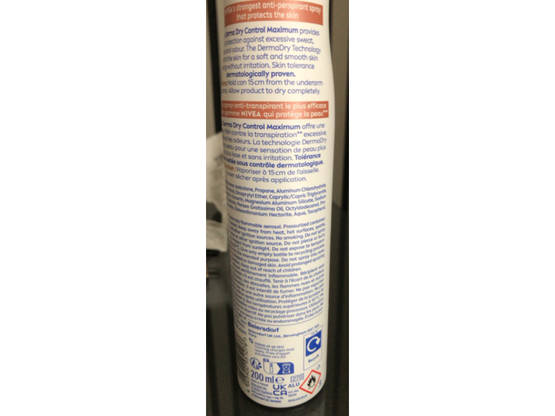 Nivea Derma Dry Control Antiperspirant, Maximum, 200 mL
