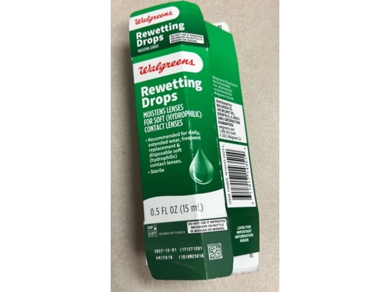 Walgreens Rewetting Drops, 0.5 fl oz/15 mL