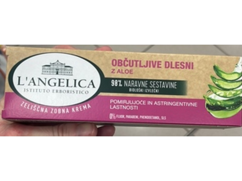 L'angelica Gum protection Toothpaste, Aloe Vera, 75 mL