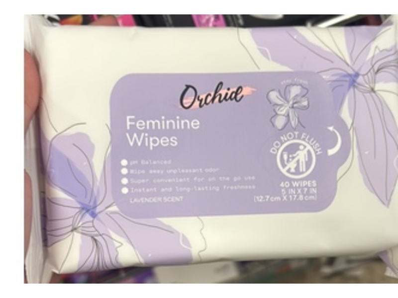 Orchid Feminine Wipes, Lavender Scent, 40 Count