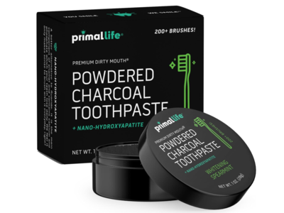Primal Life Powdered Charcoal Toothpaste, Whitening Spearmint, 1 oz/28 g