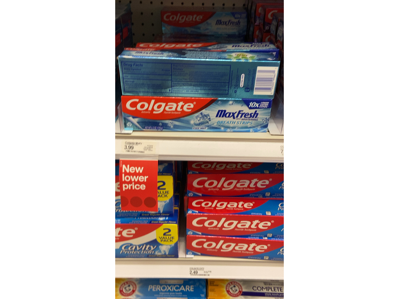 Colgate Max Fresh Whitening Toothpaste, Breath Strips, Cool Mint 6.0 oz (170g)