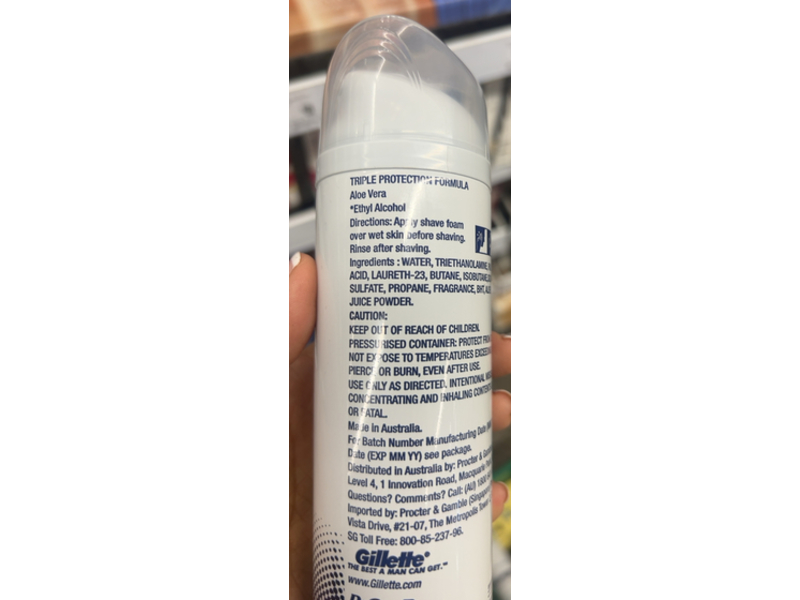 Gillette Sensitive Skin Soothing Shave Foam, Aloe Vera, 245 g