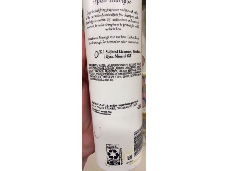 Pantene Pro-V Strengthening Damage Repair Sulfate Free Shampoo, Castor Oil, 9.6 fl oz/285 mL