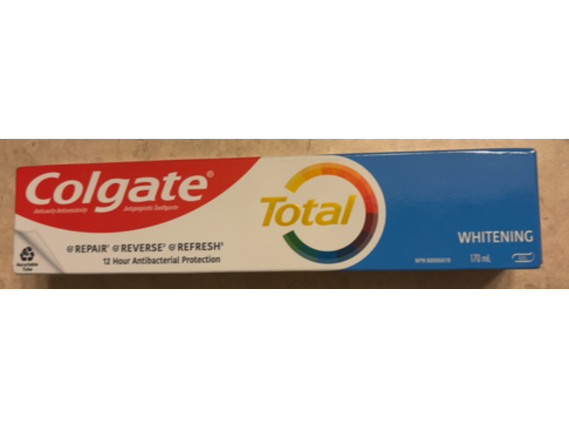 Colgate Total Whitening Gel Toothpaste, 170 mL