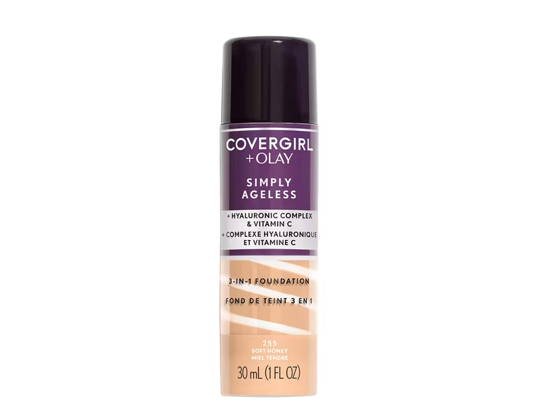 CoverGirl Olay Simply Ageless 3-In-1 Foundation, 255 Soft Honey, 1 fl oz/30 mL