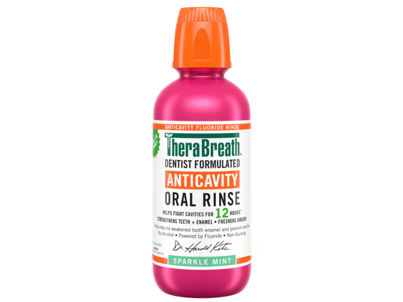 TheraBreath Anti Cavity Oral Rinse, Sparkle Mint, 33.8 fl oz/1 L