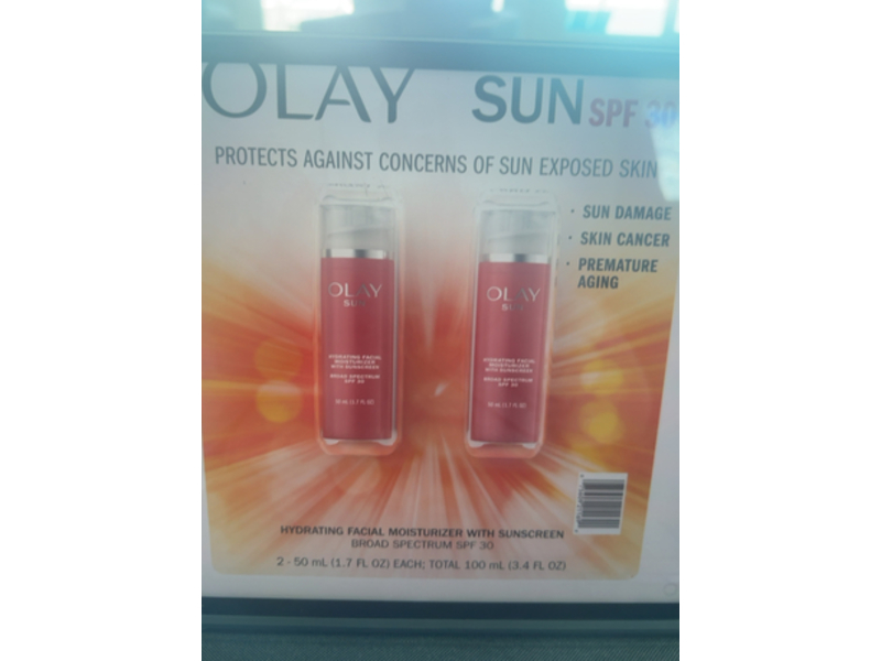Olay Sun Hydrating Facial Moisturizer, SPF 30, 1.7 fl oz/50 mL, Pack Of 2