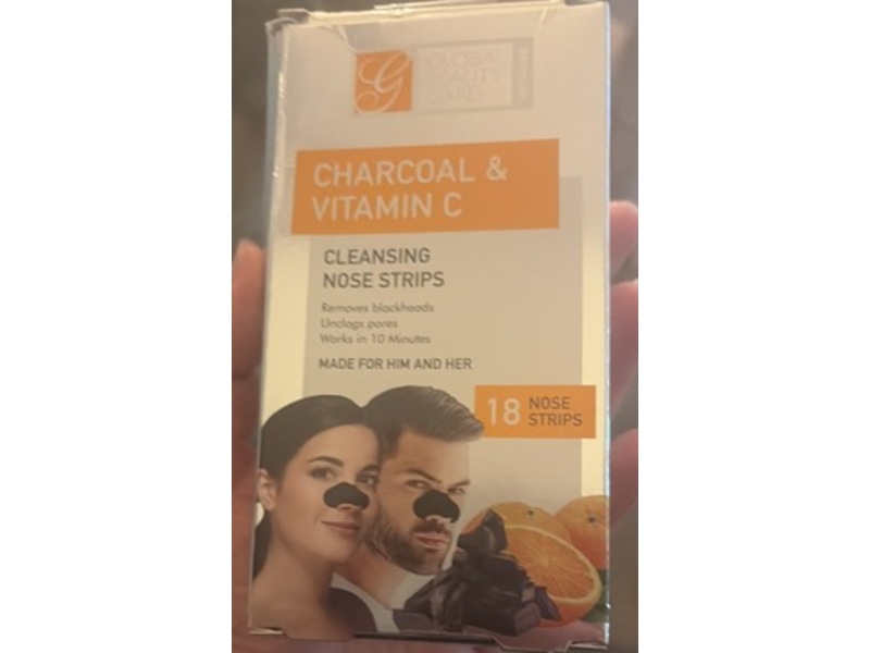 Global Beauty Care Nose Strips, Charcoal & Vitamin C, 18 Count
