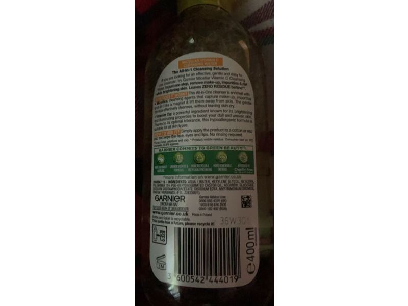 Garnier Skinactive Micellar Cleansing Water, Vitamin C, 400 mL