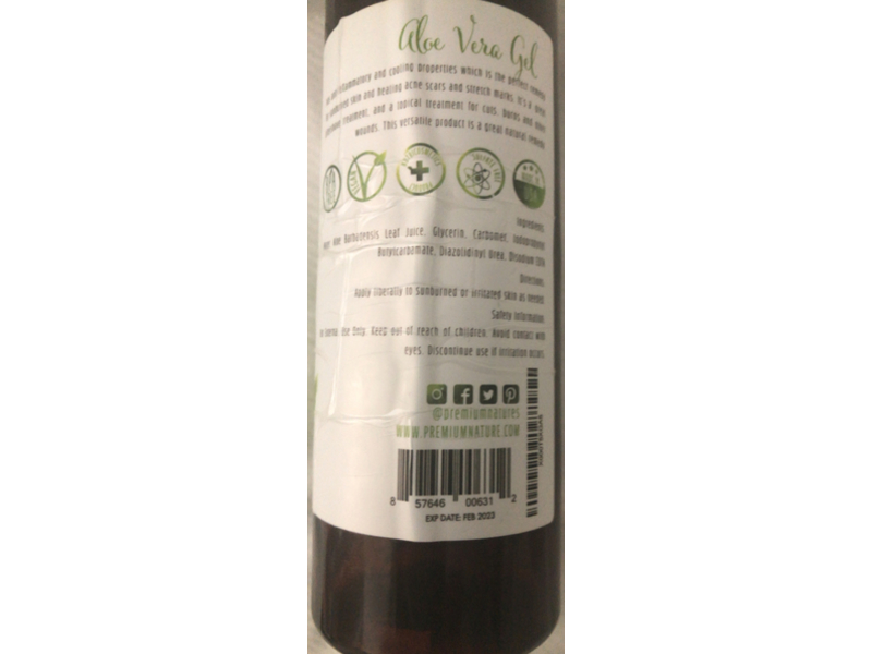 Premium Nature Aloe Vera Gel, 12 oz/354 mL