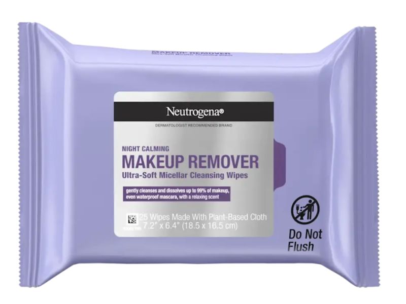 Neutrogena Makeup Remover Ultra-Soft Micellar Wipes, Night Calming, 25 Count, Pack Of 6