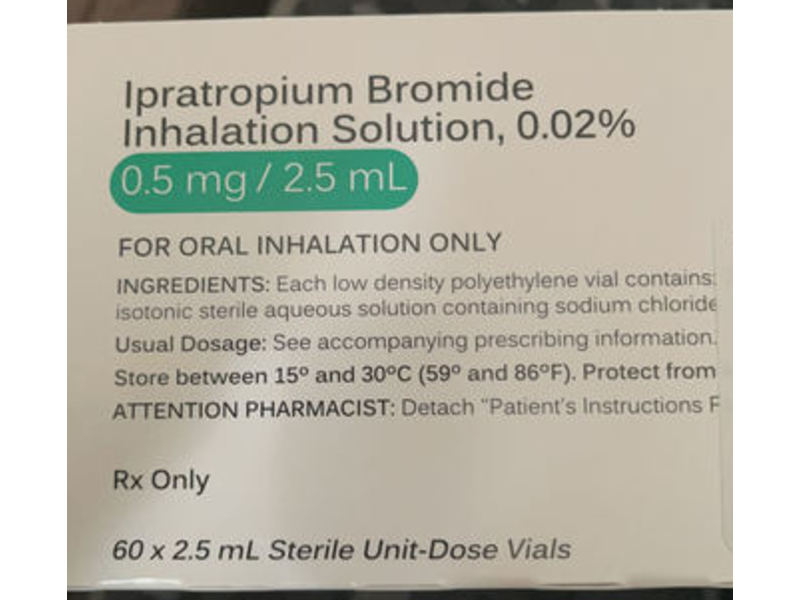 Ipratropium Bromide Inhalation Solution, 0.02%, 2.5 mL Nephron Pharmaceuticals Corporation (RX)