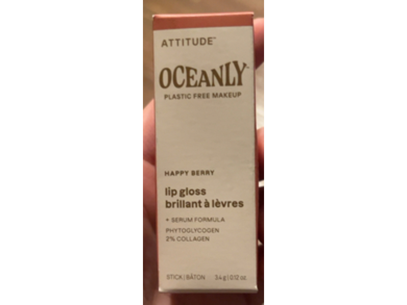 Attitude Oceanly Sheer Lip Gloss Stick, Happy Berry, 0.12 oz/3.4 g