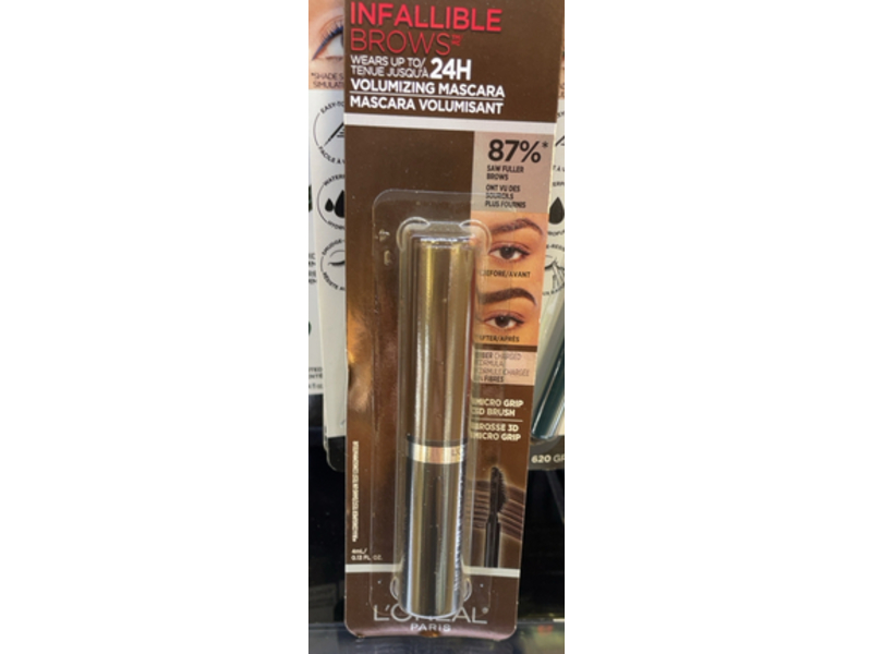 L'Oreal Paris Infallible Volumizing 24H Wear Brow Mascara, Dark Brunette, 0.13 fl oz