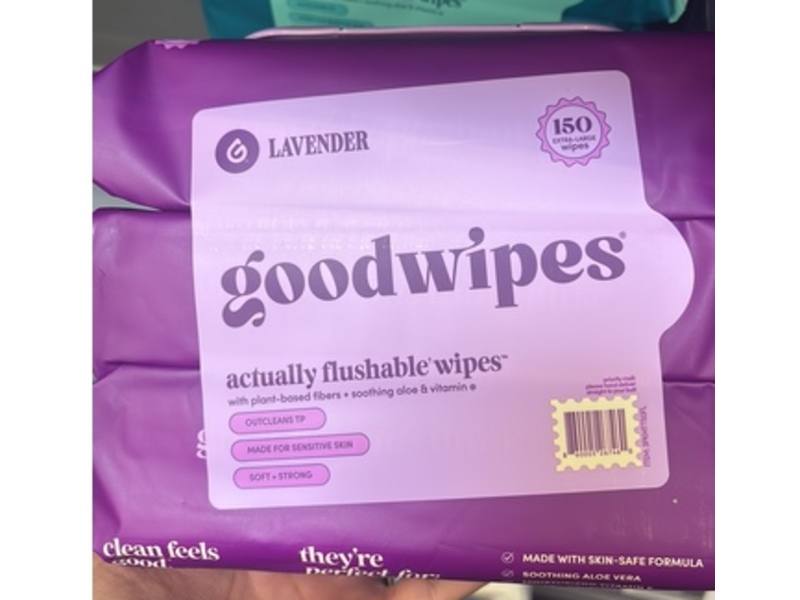 Goodwipes Actually Flushable Wipes, Lavender, 150 Count