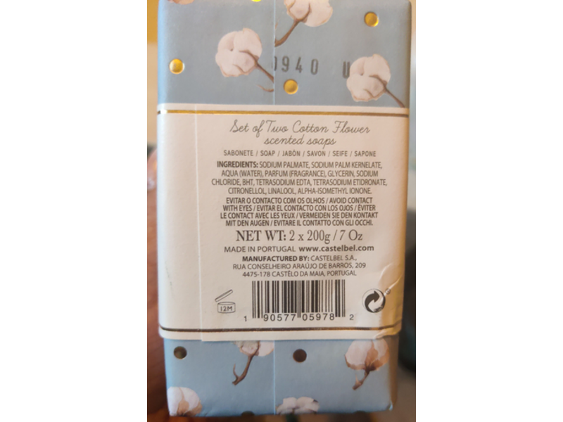 Castelbel Porto Cotton Flower Scented Soaps, 7 oz/200 g, 2 Set