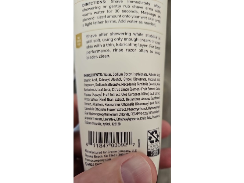 Cremo Shaving Cream, Sage & Citrus, 6 fl oz/177 mL