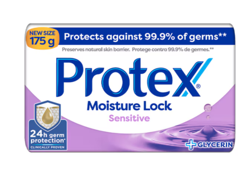 Protex Moisture Lock Sensitive Bar Soap, +Glycerin, 175 g