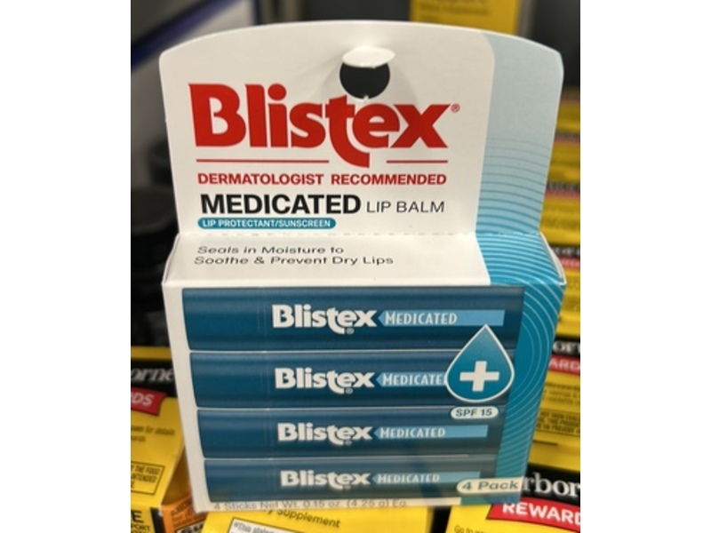 Blistex Medicated Lip Balm, 0.15 oz/4.25 g, Pack Of 4