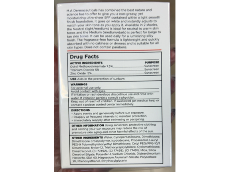 M.A.D Photo Guard Self-Adjusting Foundation Serum, Neutral, SPF 50, 1 oz/30 g