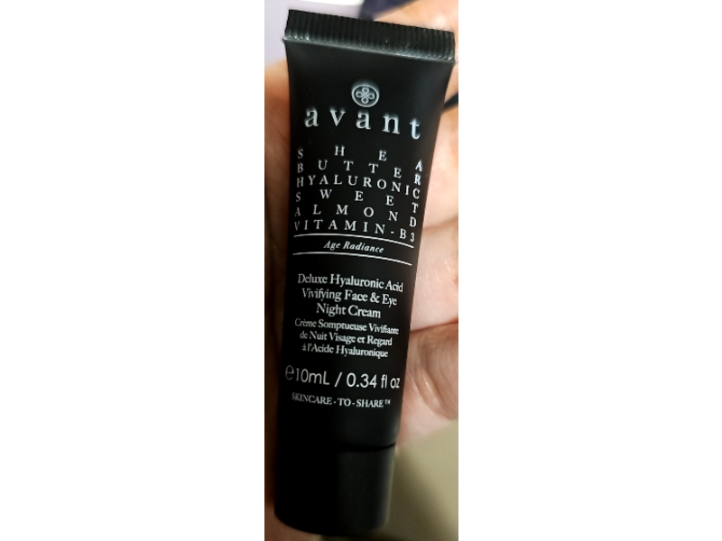 Avant Deluxe Vivifying Face & Eye Night Cream, Hyaluronic Acid, 0.34 fl oz/10 mL