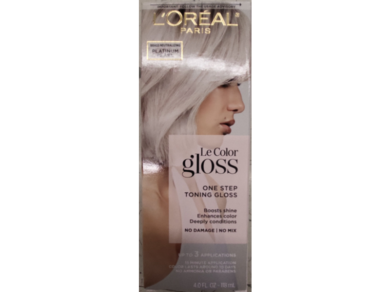L'Oreal Paris Le Color Gloss One Step In-Shower Toning Hair Gloss for Bleached Hair,Platinum Pearl, 4.0 fl oz/118 mL, 3 Application