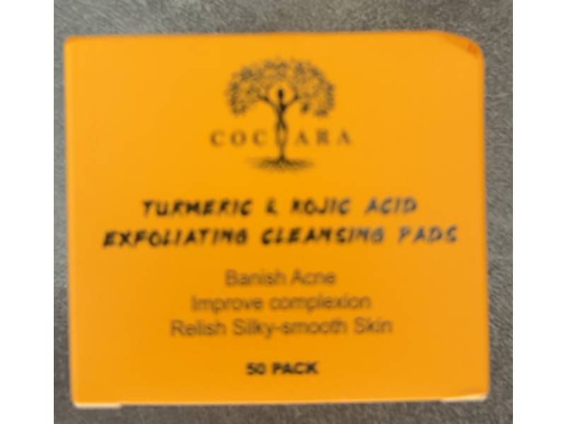 Coclara Exfoliating Cleansing Pads, Turmeric & Kojic Acid, 50 Count