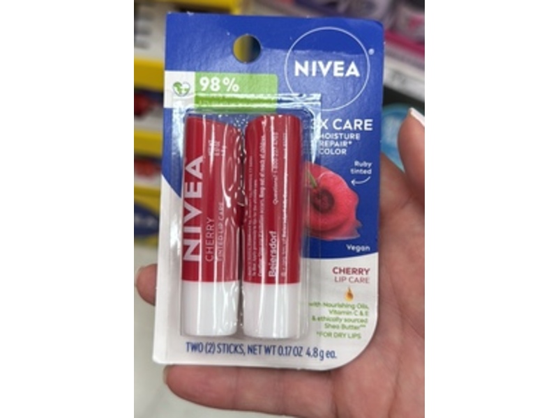 Nivea Lip Balm Duo, Cherry, 0.17 oz/4.8 g
