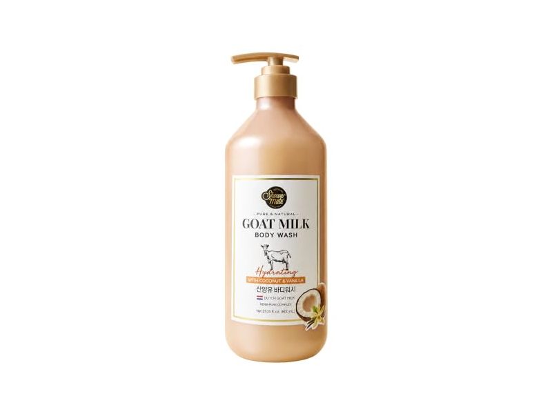 Shower Mate Goat Milk Body Wash, Hydrating Coconut & Vanilla, 27.05 fl oz/800 mL