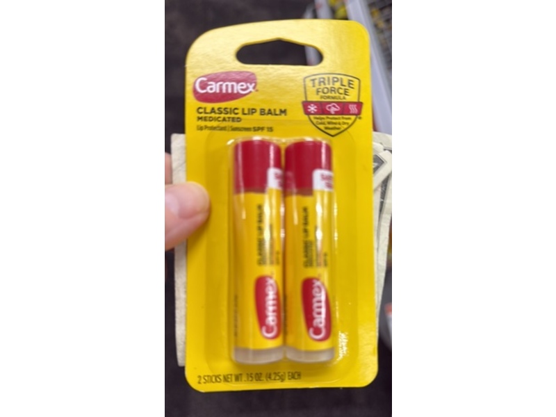 Carmex Classic Lip Balm, SPF 15, 0.15 fl oz/4.25 g, Pack Of 2