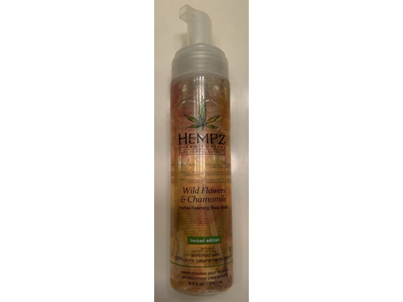 Hempz Pure Herbal Foaming Body Wash, Wild Flowers & Chamomile, 8.5 fl oz/250 mL