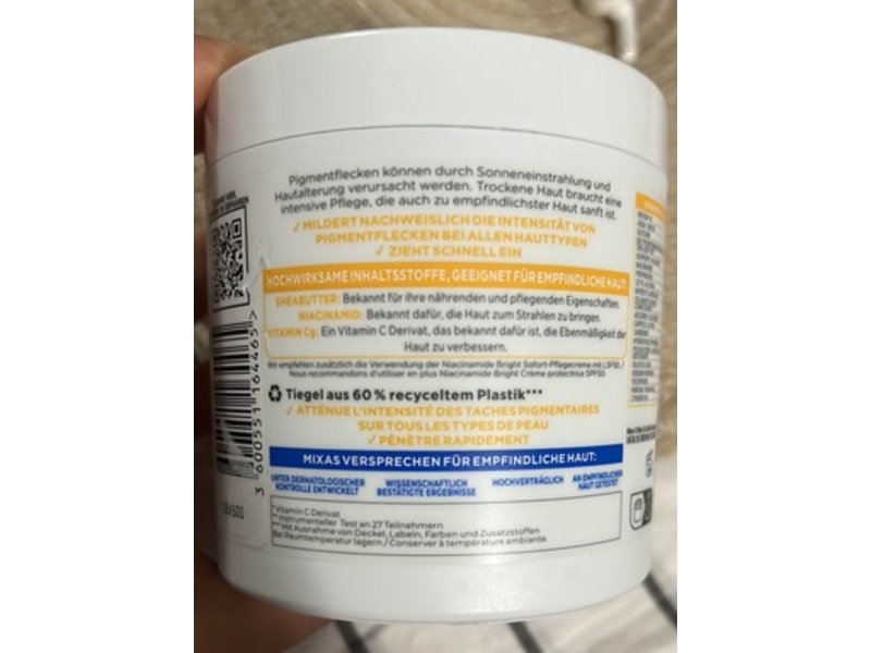 Mixa Bright Moisturizing Anti-Spot Cream, Niacinamide, 13.52 fl oz/400 mL