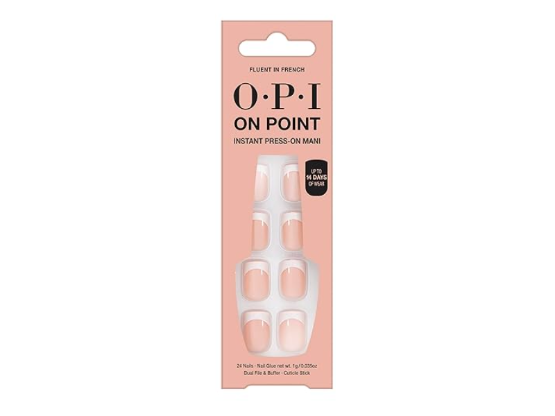 OPI On Point Instant Press‑On Mani Nails + Nail Glue, Fluent In French, 0.035 oz/1 g, 24 Count