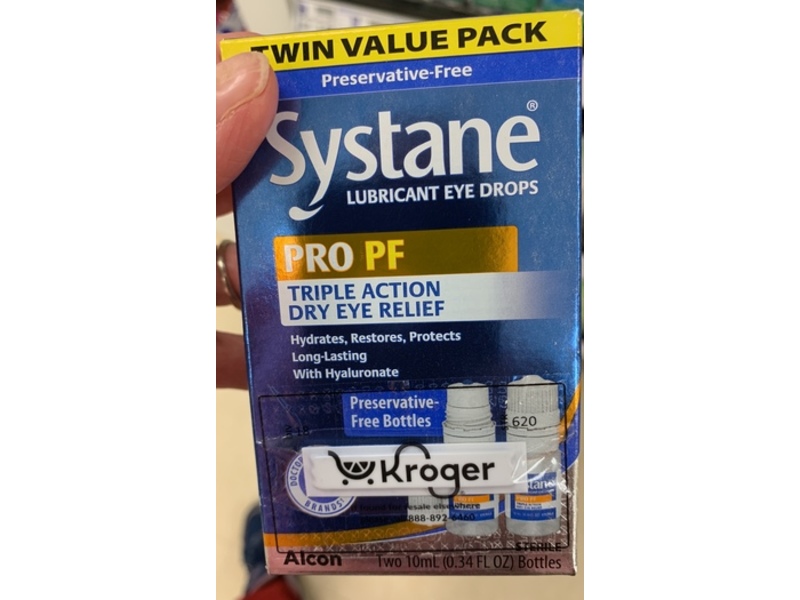 Systane PRO PF Triple Action Dry Eye Relief Lubricant Eye Drops, 0.34 fl oz/10 mL, Pack Of 2