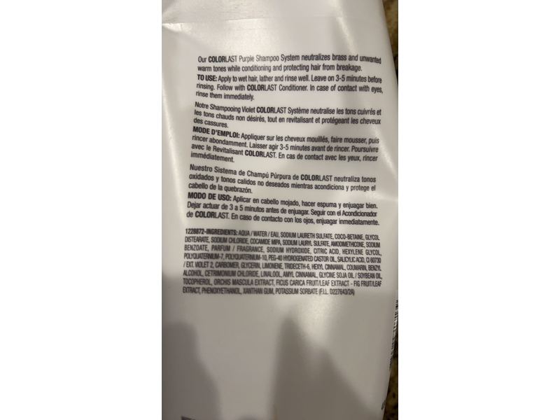 Biolage Color Last Purple Shampoo, Paraben Free, 33.8 fl oz/1 L