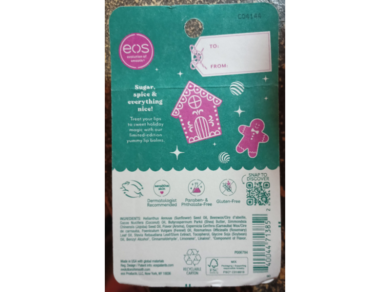 Eos Lip Balm, Iced Gingerbread + Milk & Cookies, 0.14 oz/4 g 2 Pack