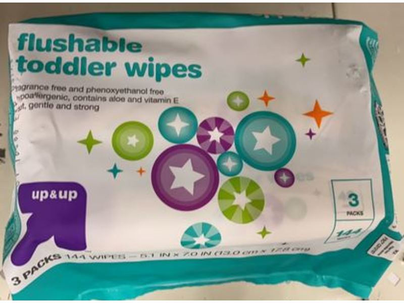 Up & Up Flushable Toddler Wipes, 144 Count, Pack Of 3