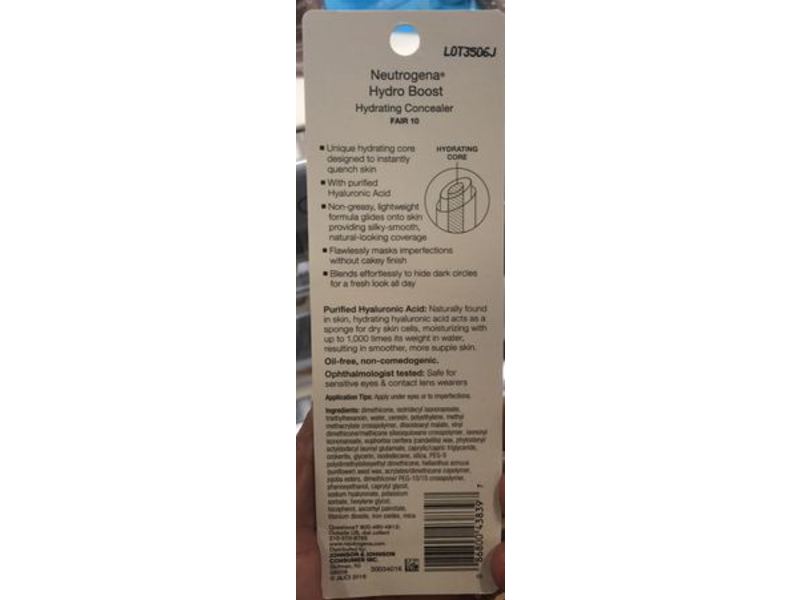 Neutrogena Hydro Boost Hydrating Concealer, 10 Fair, 0.12 oz/3.4 g