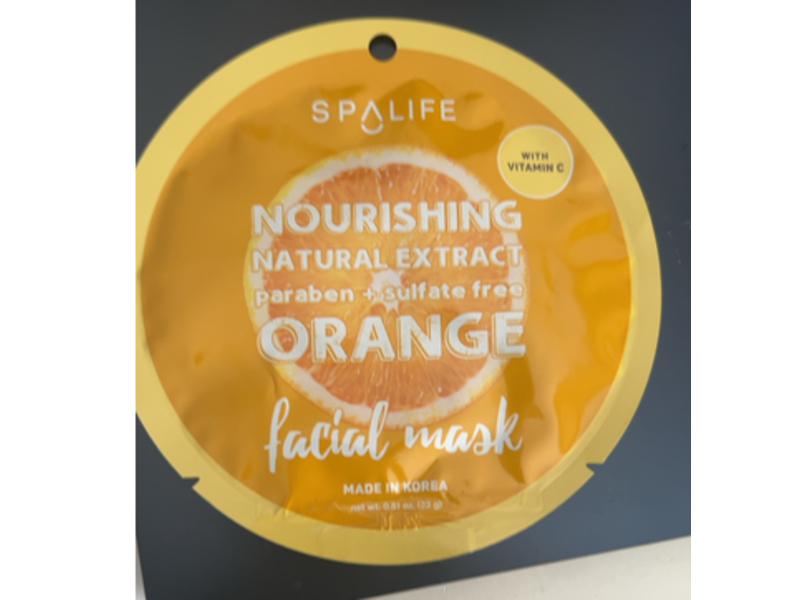 SpaLife Nourishing Facial Mask, Orange, Vitamin C, 0.01 oz/23 g