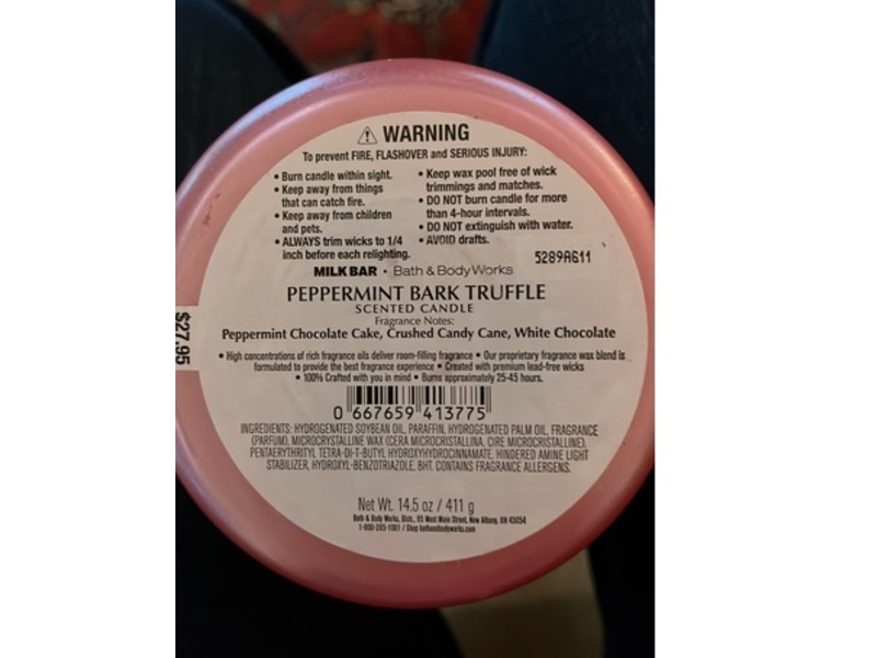 Bath & Body Works Milk Soy Wax Blend Candle, Peppermint Bark Truffle, 14.5 oz/411 g