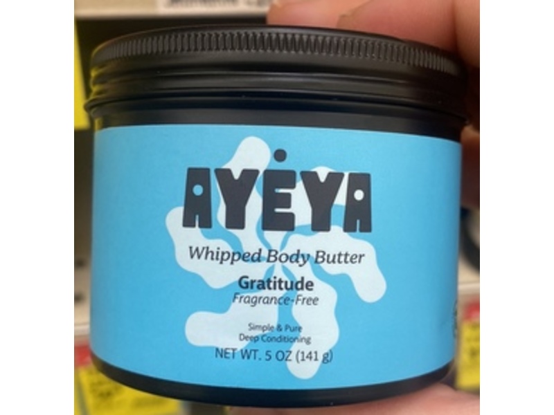 Ayeya Whipped Body Butter, Fragrance free, 5 oz/141 g