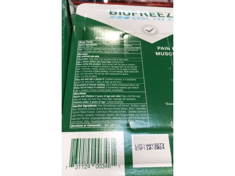 Biofreeze Cool The Pain Roll-On, 3 fl oz/89 mL, Pack Of 2