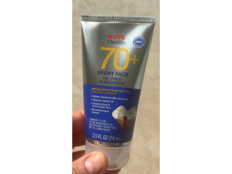 CVS Health Sport Face Sunscreen, SPF 70+, 2.5 fl oz/74 mL